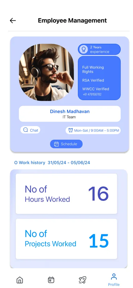 RosterFlex employee profile view
